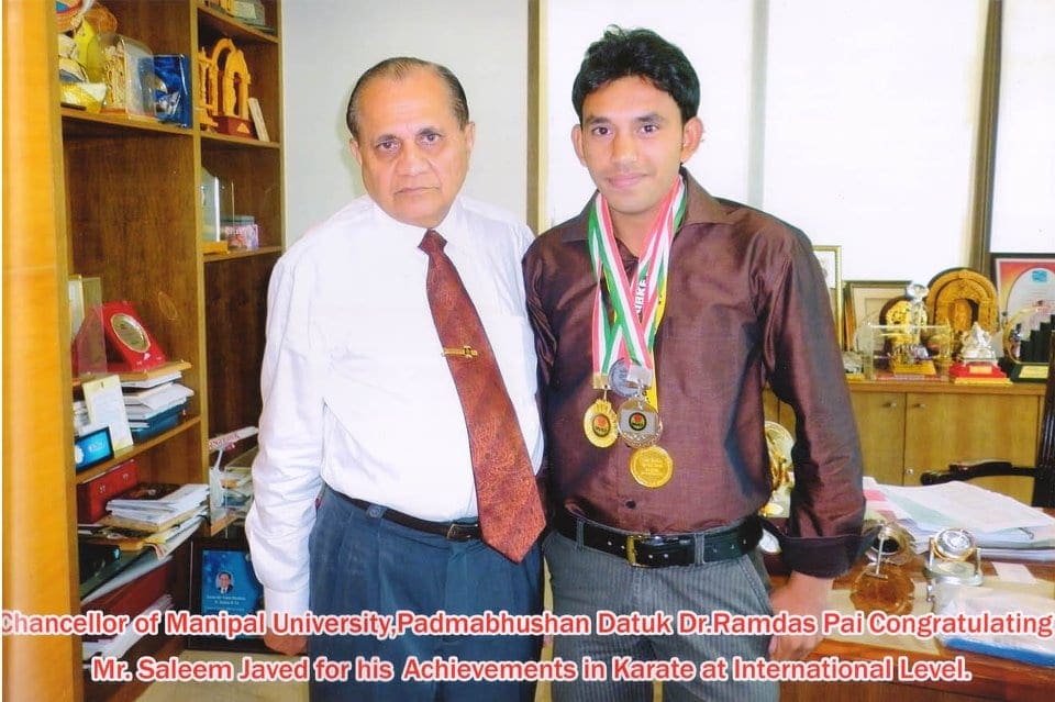 Karate Champion Saleem Javed with Dr. Ramdas Pai