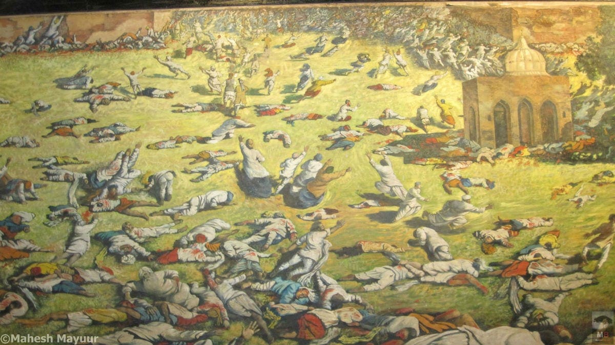 A Painting at the memorial depicting the scenes at the Jallian wala bagh massacre