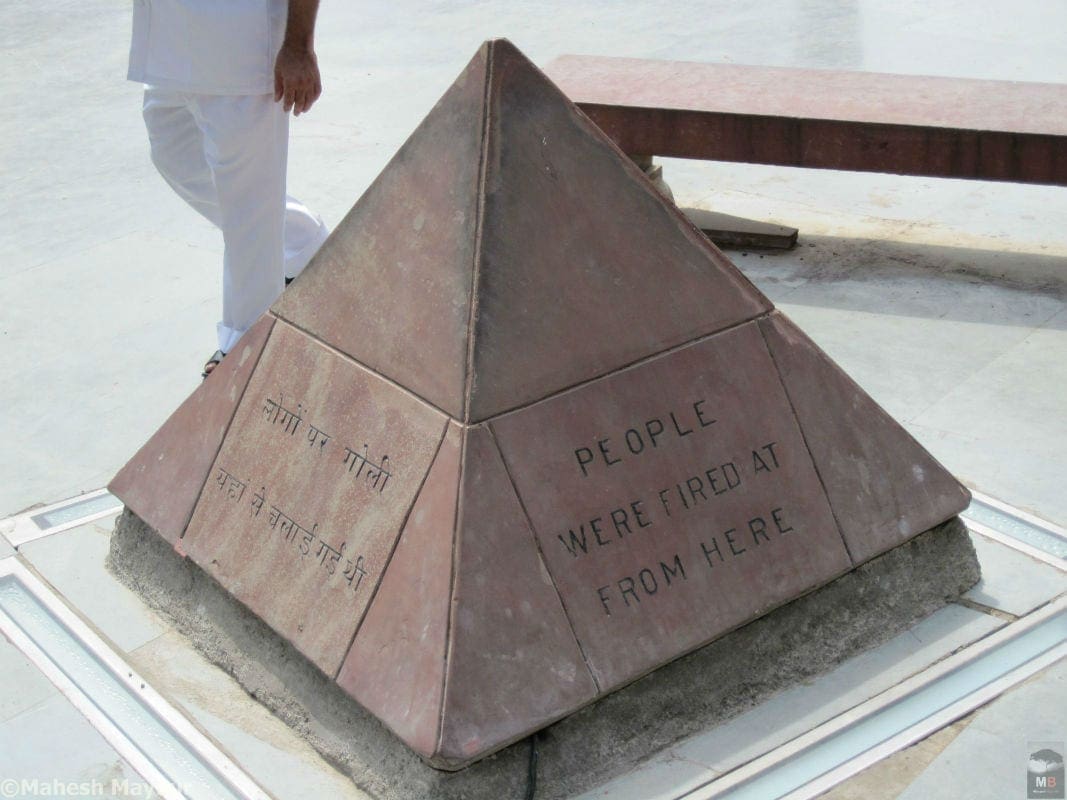 A memorial at the Jallianwala bagh in Punjab depicting the place from which General Dyer directed the firing of innocent gathering
