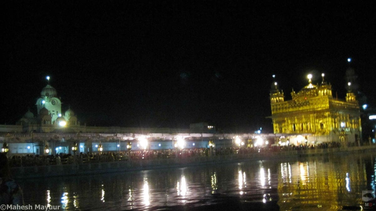 Another view of The scintillating Golden temple at Amritsar Punjab captured at Night time