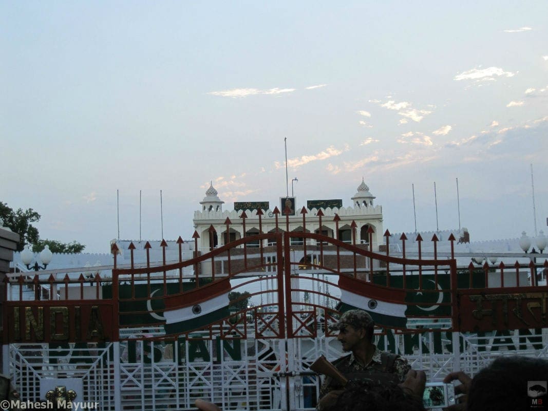 The closed gates at Wagah Punjab. In the background are the gates of Pakistan.