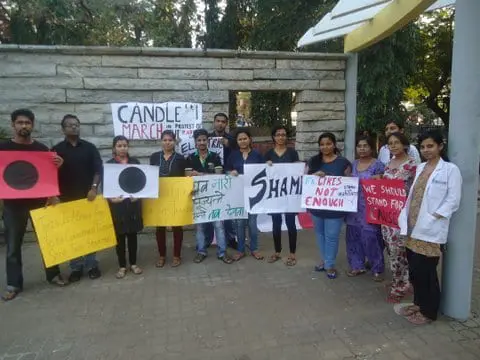 Students and Protesters gather at the Crown Stage, KMC Greens, Manipal.