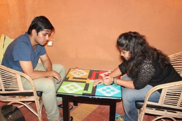 Playing Ludo at Seven Beans Manipal