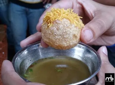 The pani puri in both sweet and spicy variants 