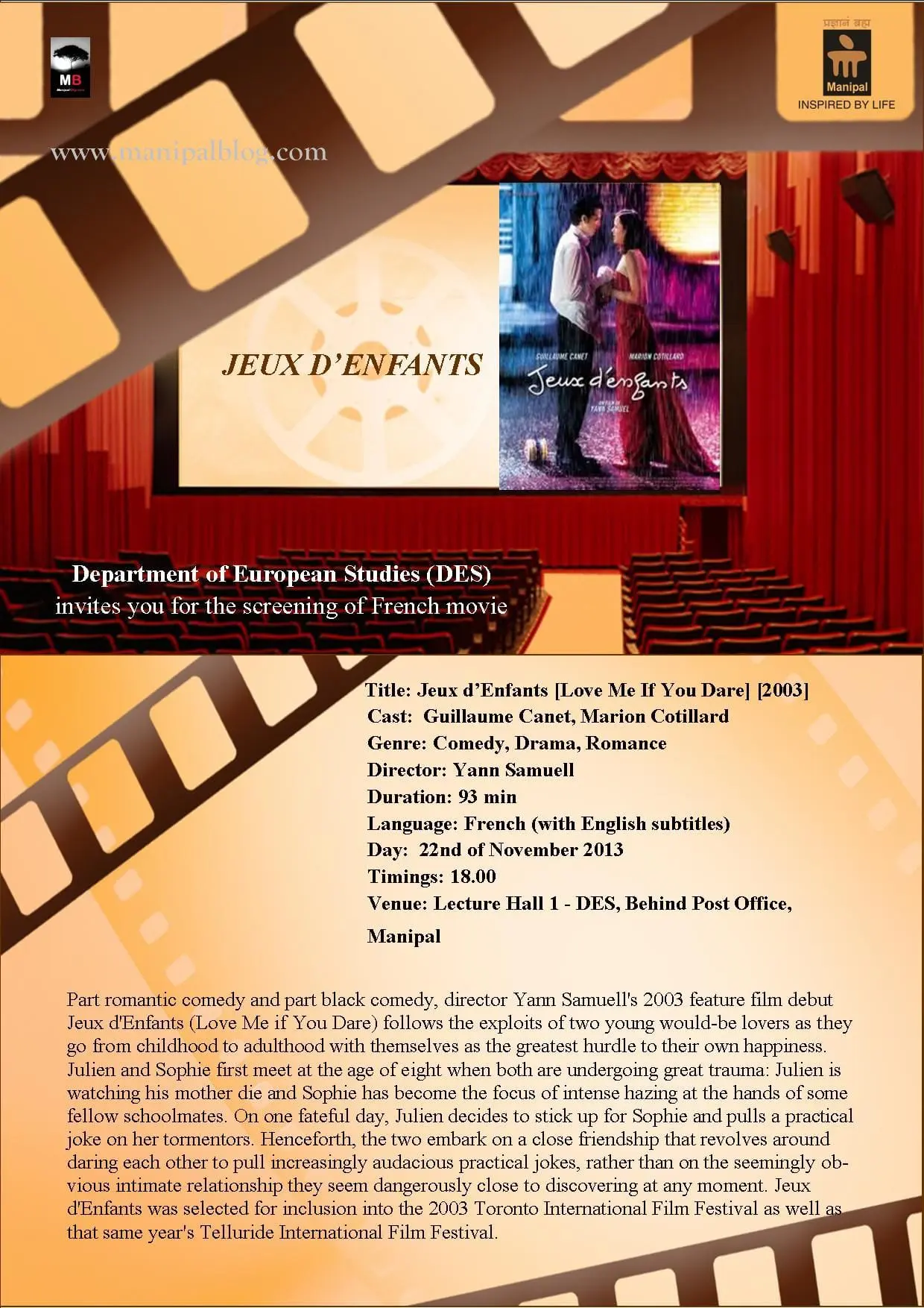 Free French movie screening at the department of European Studies