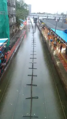 Flooded train tracks