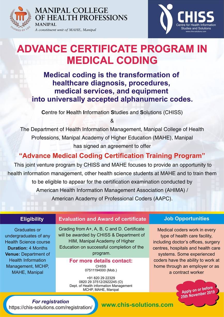 Advance Certificate Program in Medical Coding at Manipal University ...